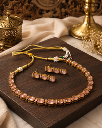 Moonstone Necklace Set with Stud Earrings for Women | Adjustable