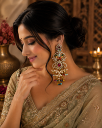Reverse AD Pearl Chandbali Earrings for Women | Festive Wear