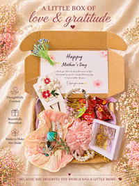 Deluxe Mother’s Day Gift Hamper | Scrunchie, Floral Hair Accessories, Yellow Stone Pendant & Chocolates Gift Box for Mom