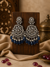 Kundan Polki Earrings for Women | Oxidised Ethnic Jewellery
