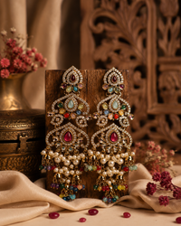Reverse AD Pearl Chandbali Earrings for Women | Festive Wear