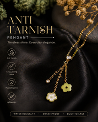 Anti Tarnish Floral Drop Pendant Necklace for Women | Gold Flower Charm Necklace with Crystal Accents | Elegant Dainty Necklace