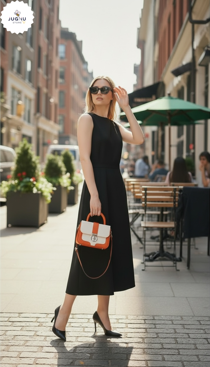 Aura Handheld Bag for Women with Sling Strap & Lock Closure | Premium Mini Statement Handbag