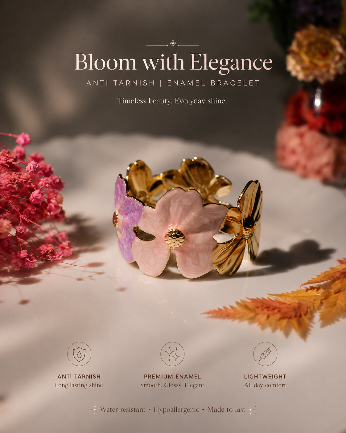 Bloom Grace Anti Tarnish Enamel Bracelet
