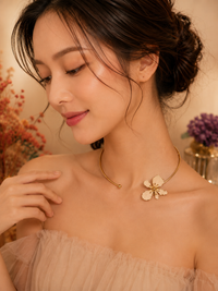 Anti Tarnish Floral Choker Necklace for Women | Premium Enamel Flower Choker | Statement Gold Collar Necklace