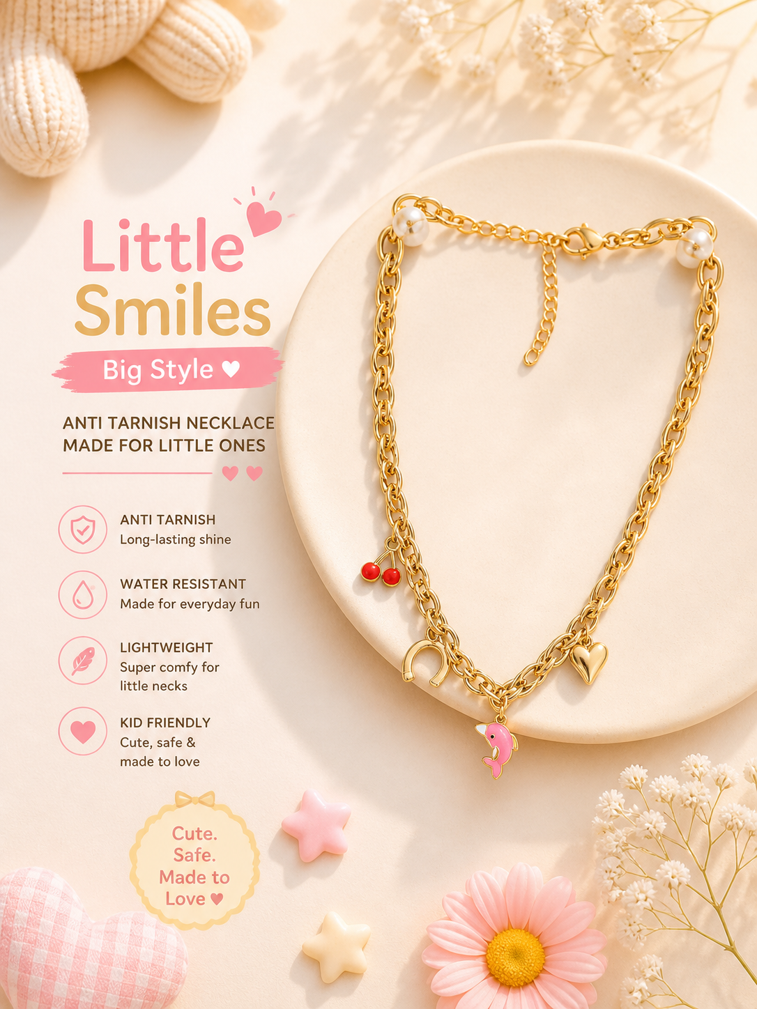 Little Smiles Big Style Pastel Dolphin Charm Necklace