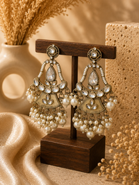 Premium Kundan Pearl Chandbali Earrings for Women | Ethnic Jewellery