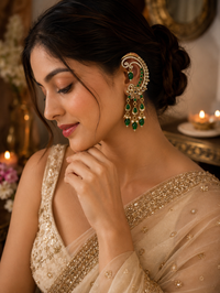 Premium Zircon Polki Ear Cuffs for Women | Festive & Wedding