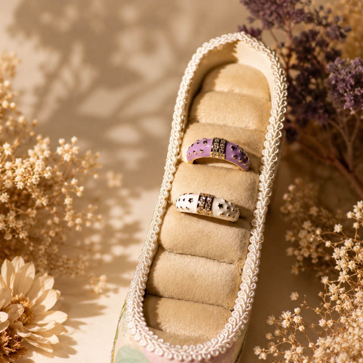 Moonlit Charm Ring Duo