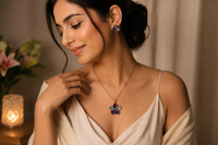 Midnight Bloom Enamel Pendant Set
