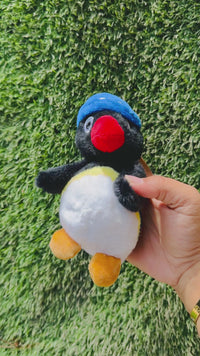 Sound-Making Penguin Plush Keychain with Blue Cap, Cute Soft Bag Charm & Backpack Charm for Kids, Girls, Boys and Gifting
