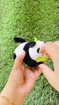 Rotating Panda Plush Keychain with Bamboo | Cute Soft Toy Bag Charm & Keyring | Fun Panda Keychain